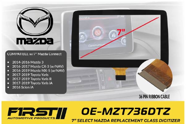  OE-MZT736DTZ / Glass Digitizer for MAZDA CX-3 and Mazda 3 with 36 pin ribbon cable