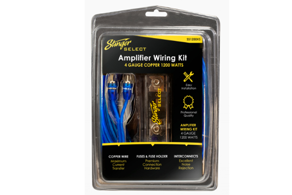 Stinger SS1200XS 4GA Copper 1200W Complete Amplifier Wiring Kit with 2 Stinger SSRCB17 17 Foot RCA 