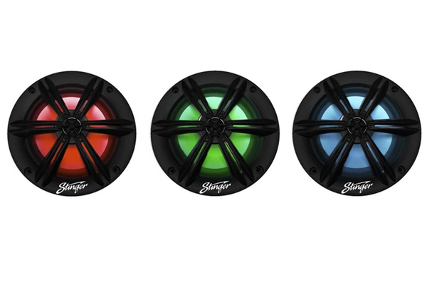  SEA65RGBB / 6.5” Black Coaxial Marine Speakers with built-in Multicolor RGB Lighting